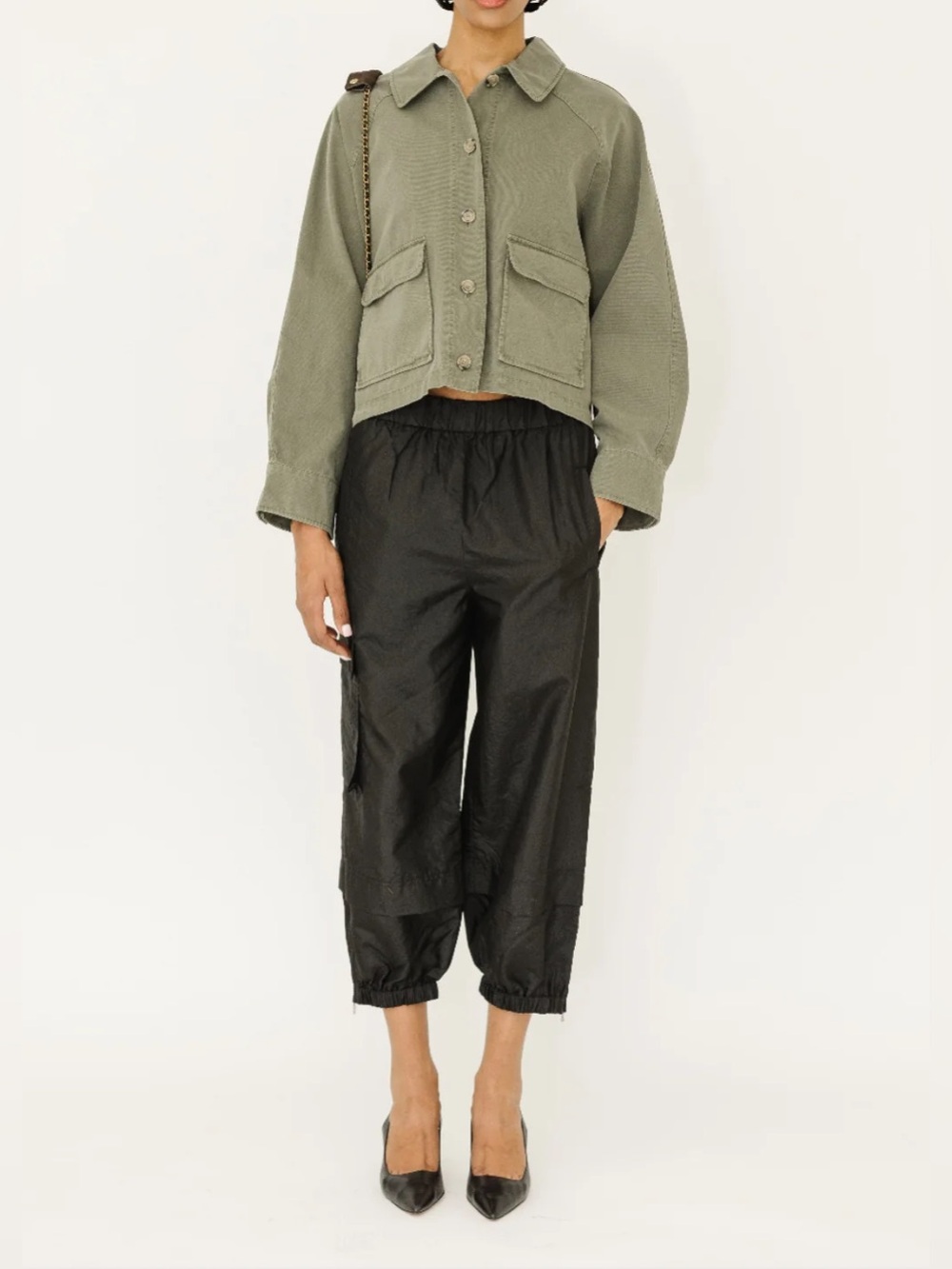 Tibi || Crispy Nylon Wilt Pull On Jogger Pants Black XS